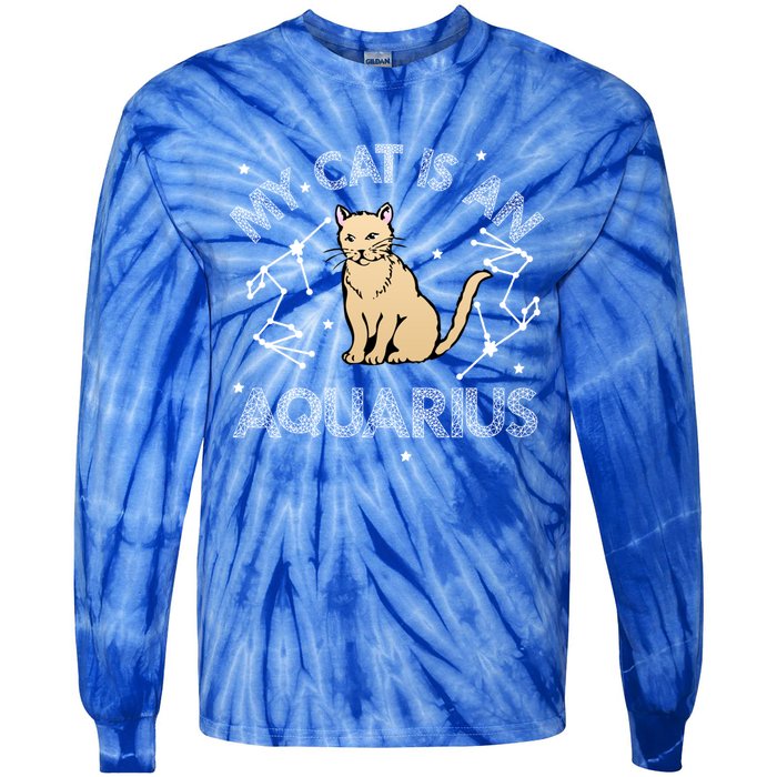 My Cat Is An Aquarius Astrology Kittens Star Sign Horoscope Gift Tie-Dye Long Sleeve Shirt