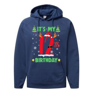 Merry Christmas ItS My 12th Birthday Xmas Women Performance Fleece Hoodie