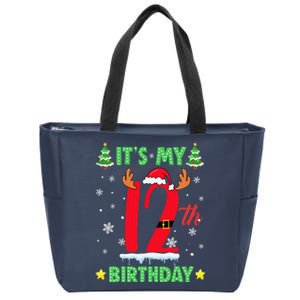 Merry Christmas ItS My 12th Birthday Xmas Women Zip Tote Bag