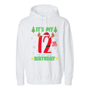 Merry Christmas ItS My 12th Birthday Xmas Women Garment-Dyed Fleece Hoodie