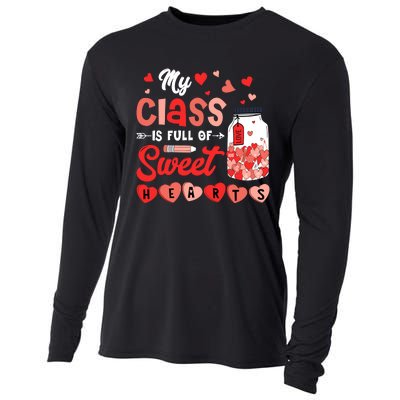 My Class Is Full Of Sweet Hearts Teacher Valentines Day Cooling Performance Long Sleeve Crew