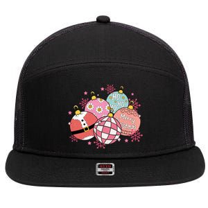 Merry Christmas Jingle Balls Cute Holiday 7 Panel Mesh Trucker Snapback Hat