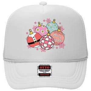 Merry Christmas Jingle Balls Cute Holiday High Crown Mesh Back Trucker Hat