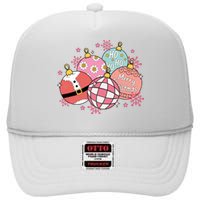 Merry Christmas Jingle Balls Cute Holiday High Crown Mesh Back Trucker Hat