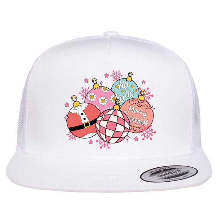 Merry Christmas Jingle Balls Cute Holiday Flat Bill Trucker Hat