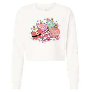 Merry Christmas Jingle Balls Cute Holiday Cropped Pullover Crew