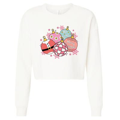 Merry Christmas Jingle Balls Cute Holiday Cropped Pullover Crew