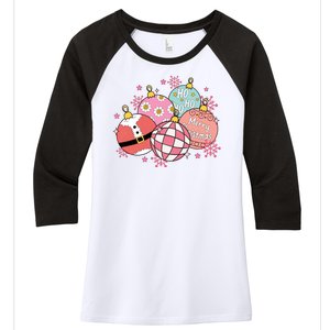 Merry Christmas Jingle Balls Cute Holiday Women's Tri-Blend 3/4-Sleeve Raglan Shirt