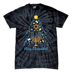 Merry Chrismukkah Jewish Menorah Christmas Tree Tie-Dye T-Shirt