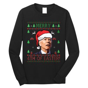 Merry Christmas Joe Biden Happy 4th of July Ugly  Long Sleeve Shirt