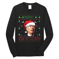 Merry Christmas Joe Biden Happy 4th of July Ugly  Long Sleeve Shirt