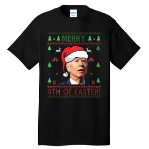 Merry Christmas Joe Biden Happy 4th of July Ugly  Tall T-Shirt