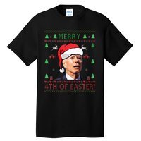 Merry Christmas Joe Biden Happy 4th of July Ugly  Tall T-Shirt