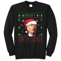 Merry Christmas Joe Biden Happy 4th of July Ugly  Tall Sweatshirt