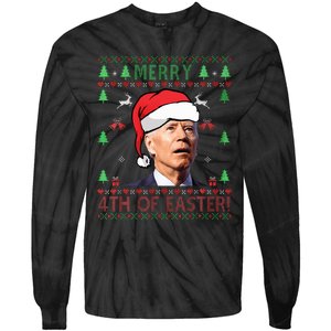 Merry Christmas Joe Biden Happy 4th of July Ugly  Tie-Dye Long Sleeve Shirt