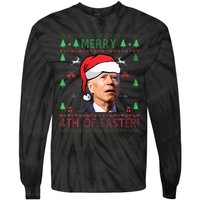 Merry Christmas Joe Biden Happy 4th of July Ugly  Tie-Dye Long Sleeve Shirt