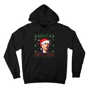 Merry Christmas Joe Biden Happy 4th of July Ugly  Tall Hoodie