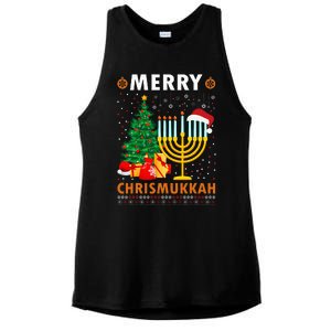 MERRY CHRISMUKKAH Jewish Christmas Hanukkah Chanukah Ladies PosiCharge Tri-Blend Wicking Tank