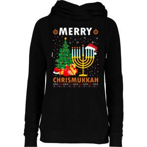 MERRY CHRISMUKKAH Jewish Christmas Hanukkah Chanukah Womens Funnel Neck Pullover Hood