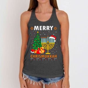 MERRY CHRISMUKKAH Jewish Christmas Hanukkah Chanukah Women's Knotted Racerback Tank