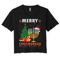 MERRY CHRISMUKKAH Jewish Christmas Hanukkah Chanukah Women's Crop Top Tee