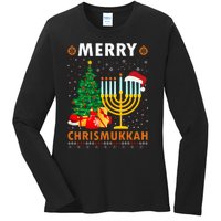 MERRY CHRISMUKKAH Jewish Christmas Hanukkah Chanukah Ladies Long Sleeve Shirt