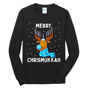 Merry Chrismukkah Jewish Christmas Hanukkah Reindeer Menorah Premium Tall Long Sleeve T-Shirt