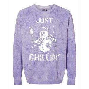 Merry Christmas Just Chillin Snowman Family Matching Pajama Colorblast Crewneck Sweatshirt