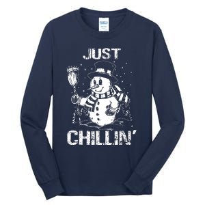 Merry Christmas Just Chillin Snowman Family Matching Pajama Tall Long Sleeve T-Shirt