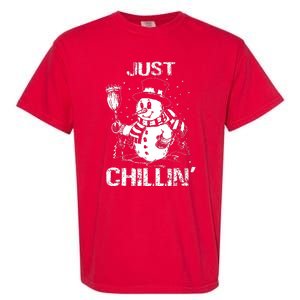 Merry Christmas Just Chillin Snowman Family Matching Pajama Garment-Dyed Heavyweight T-Shirt