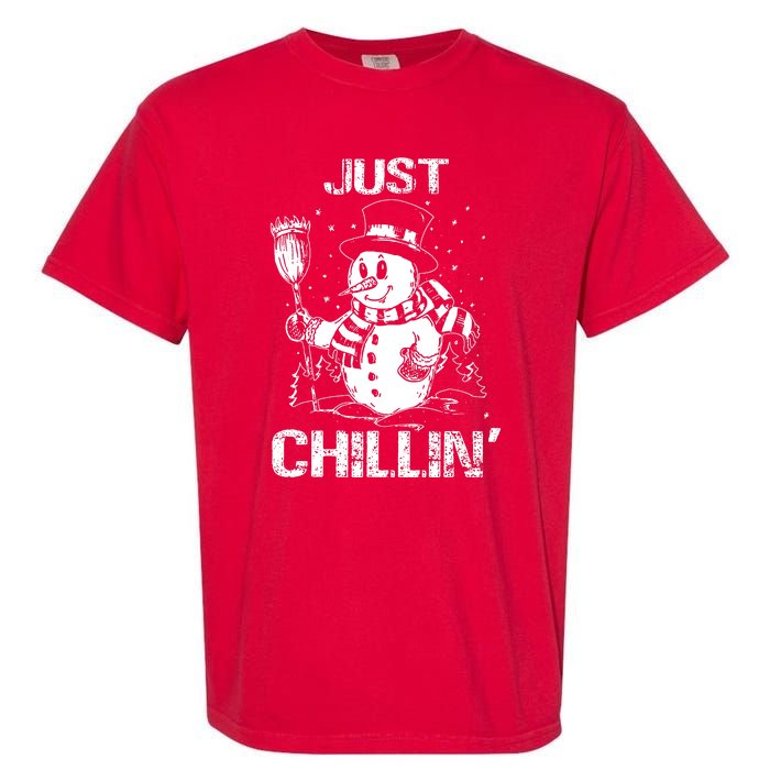 Merry Christmas Just Chillin Snowman Family Matching Pajama Garment-Dyed Heavyweight T-Shirt