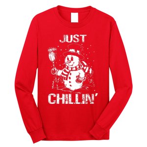 Merry Christmas Just Chillin Snowman Family Matching Pajama Long Sleeve Shirt