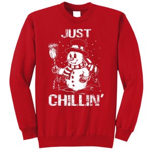 Merry Christmas Just Chillin Snowman Family Matching Pajama Sweatshirt