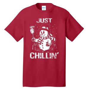 Merry Christmas Just Chillin Snowman Family Matching Pajama Tall T-Shirt