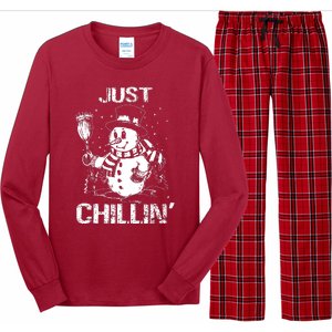 Merry Christmas Just Chillin Snowman Family Matching Pajama Long Sleeve Pajama Set