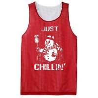 Merry Christmas Just Chillin Snowman Family Matching Pajama Mesh Reversible Basketball Jersey Tank