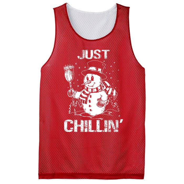 Merry Christmas Just Chillin Snowman Family Matching Pajama Mesh Reversible Basketball Jersey Tank