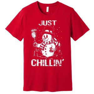 Merry Christmas Just Chillin Snowman Family Matching Pajama Premium T-Shirt