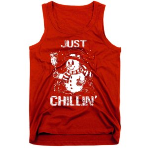 Merry Christmas Just Chillin Snowman Family Matching Pajama Tank Top