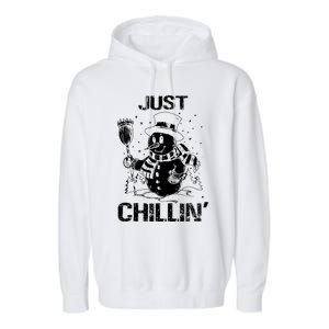 Merry Christmas Just Chillin Snowman Family Matching Pajama Garment-Dyed Fleece Hoodie