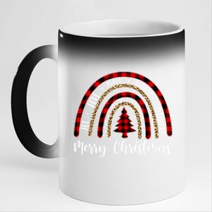 Merry Christmas Joy Love Peace Believe Rainbow Leopard Plaid Cool Gift 11oz Black Color Changing Mug