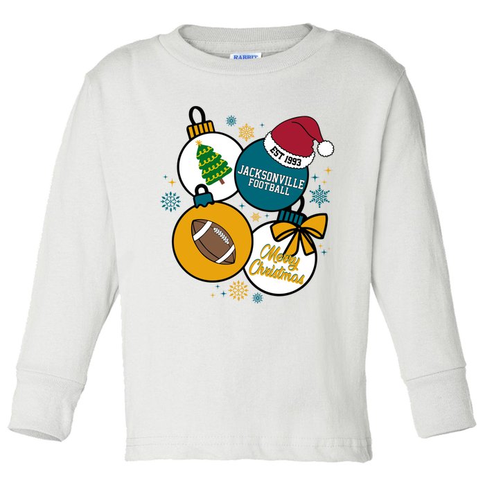 Merry Christmas Jacksonville Football Est 1993 Toddler Long Sleeve Shirt