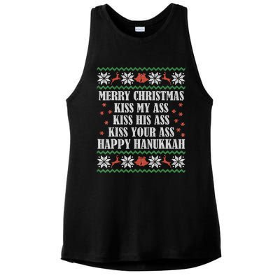 Merry Christmas K.iss My Ass His Ass Your Ass Happy Hanukkah Ladies PosiCharge Tri-Blend Wicking Tank