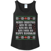 Merry Christmas K.iss My Ass His Ass Your Ass Happy Hanukkah Ladies Essential Tank