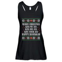 Merry Christmas K.iss My Ass His Ass Your Ass Happy Hanukkah Ladies Essential Flowy Tank