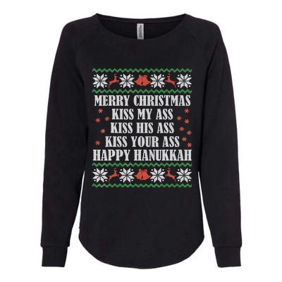 Merry Christmas K.iss My Ass His Ass Your Ass Happy Hanukkah Womens California Wash Sweatshirt