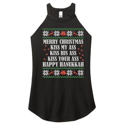 Merry Christmas K.iss My Ass His Ass Your Ass Happy Hanukkah Women's Perfect Tri Rocker Tank