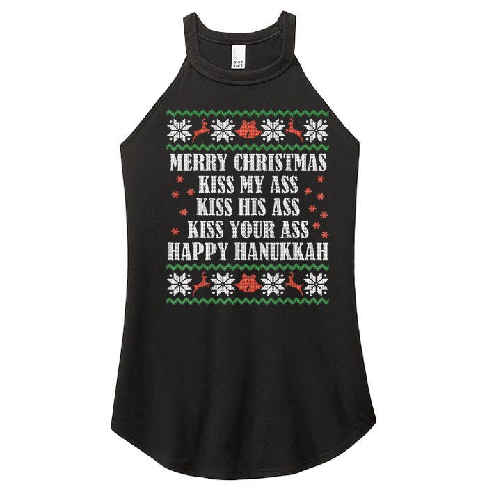 Merry Christmas K.iss My Ass His Ass Your Ass Happy Hanukkah Women's Perfect Tri Rocker Tank