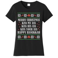 Merry Christmas K.iss My Ass His Ass Your Ass Happy Hanukkah Women's T-Shirt