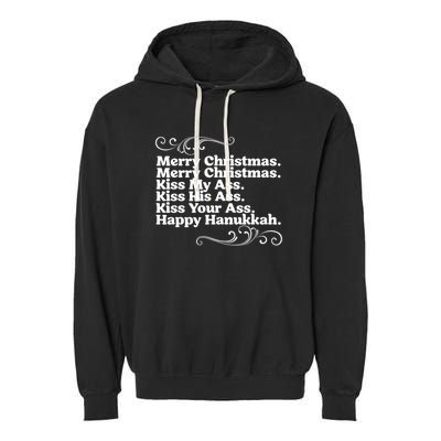 Merry Christmas K.iss My Ass Quote Christmas Vacation Garment-Dyed Fleece Hoodie